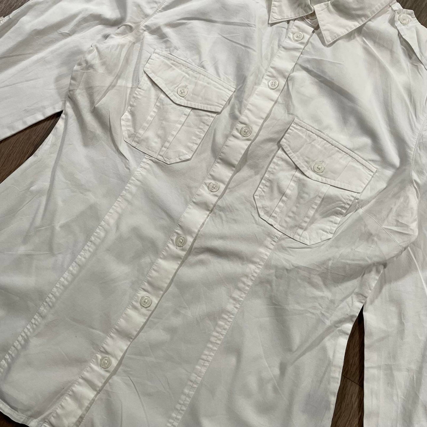 Victoria Secret White Fitted Long Sleeve Shirt