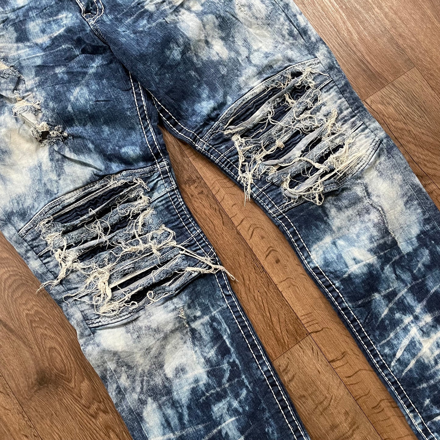 Rock Revival Acid Wash Biker Jeans