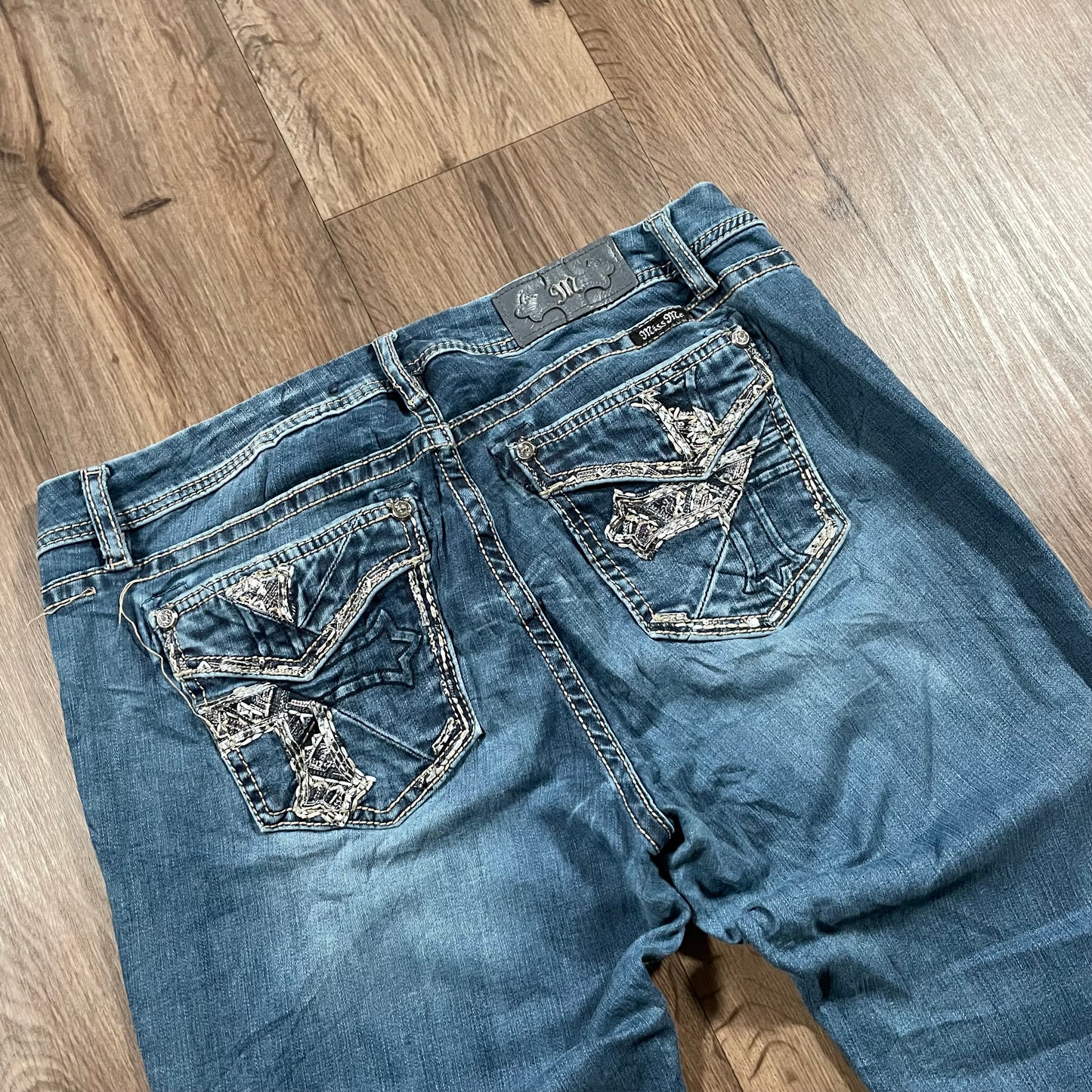 Miss Me Half Cross Detail Mid Skinny Jeans