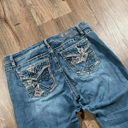 Miss Me Half Cross Detail Mid Skinny Jeans