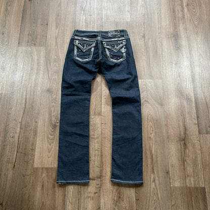 Miss Me Studded Pocket Black Straight Jeans