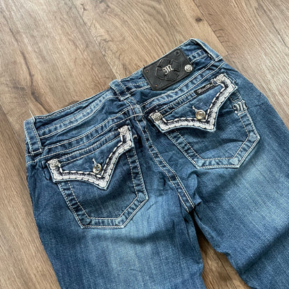 Miss Me Cuffed Skinny Jean Embroidered Pocket