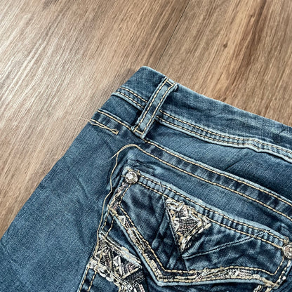 Miss Me Half Cross Detail Mid Skinny Jeans