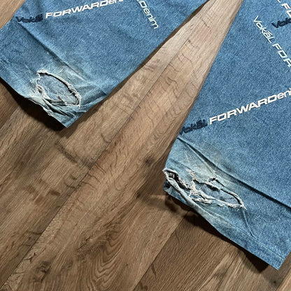Vokal Blue Baggy Jeans Embroidery