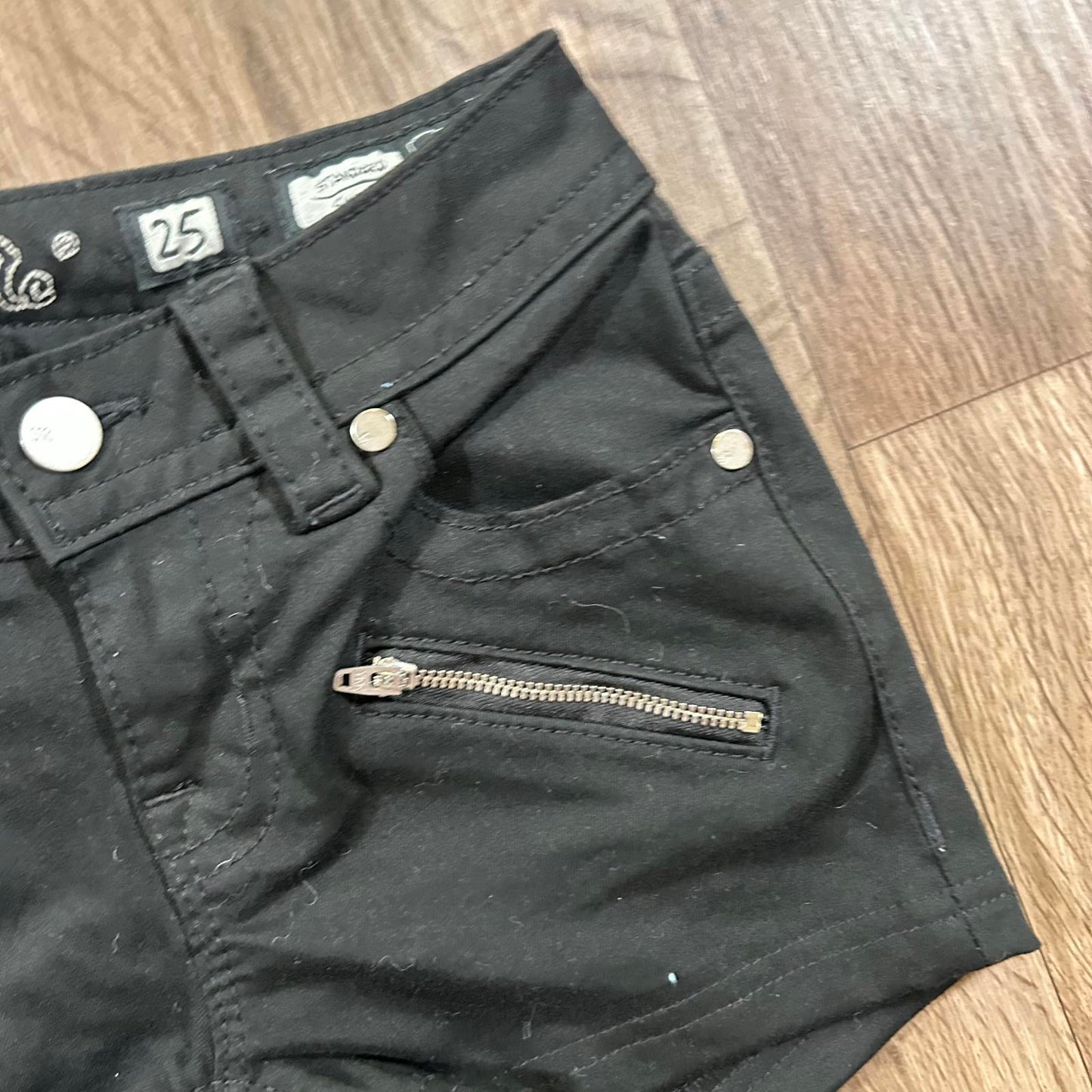 Miss Me Black Zipper Shorts