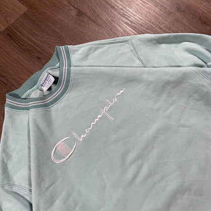 Vintage Champion Embroidered Turquoise Sweatshirt Reverse Weave