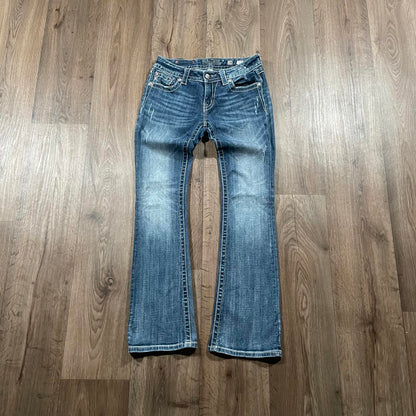 Miss Me Gold Sequin Distressed Boot Cut Jeans