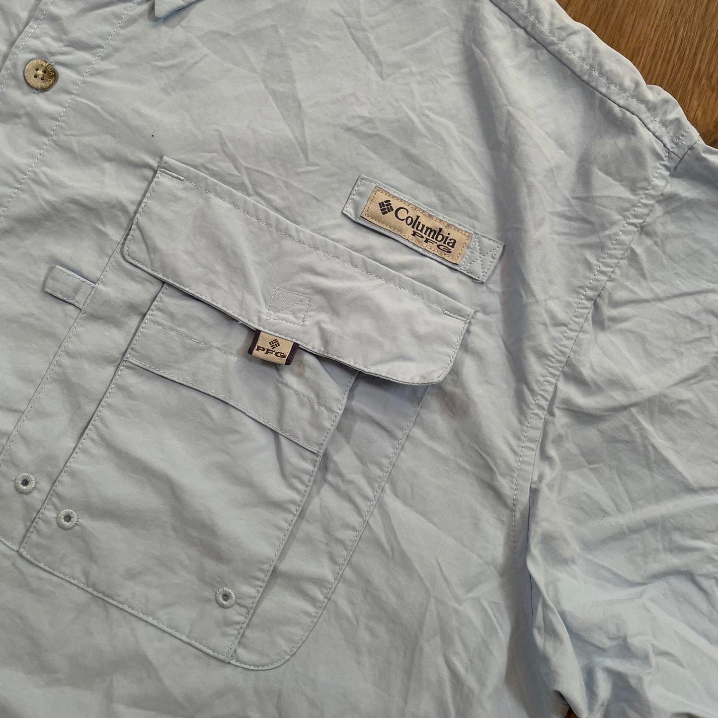 Vintage Columbia Fishing Short Sleeve Shirt Blue