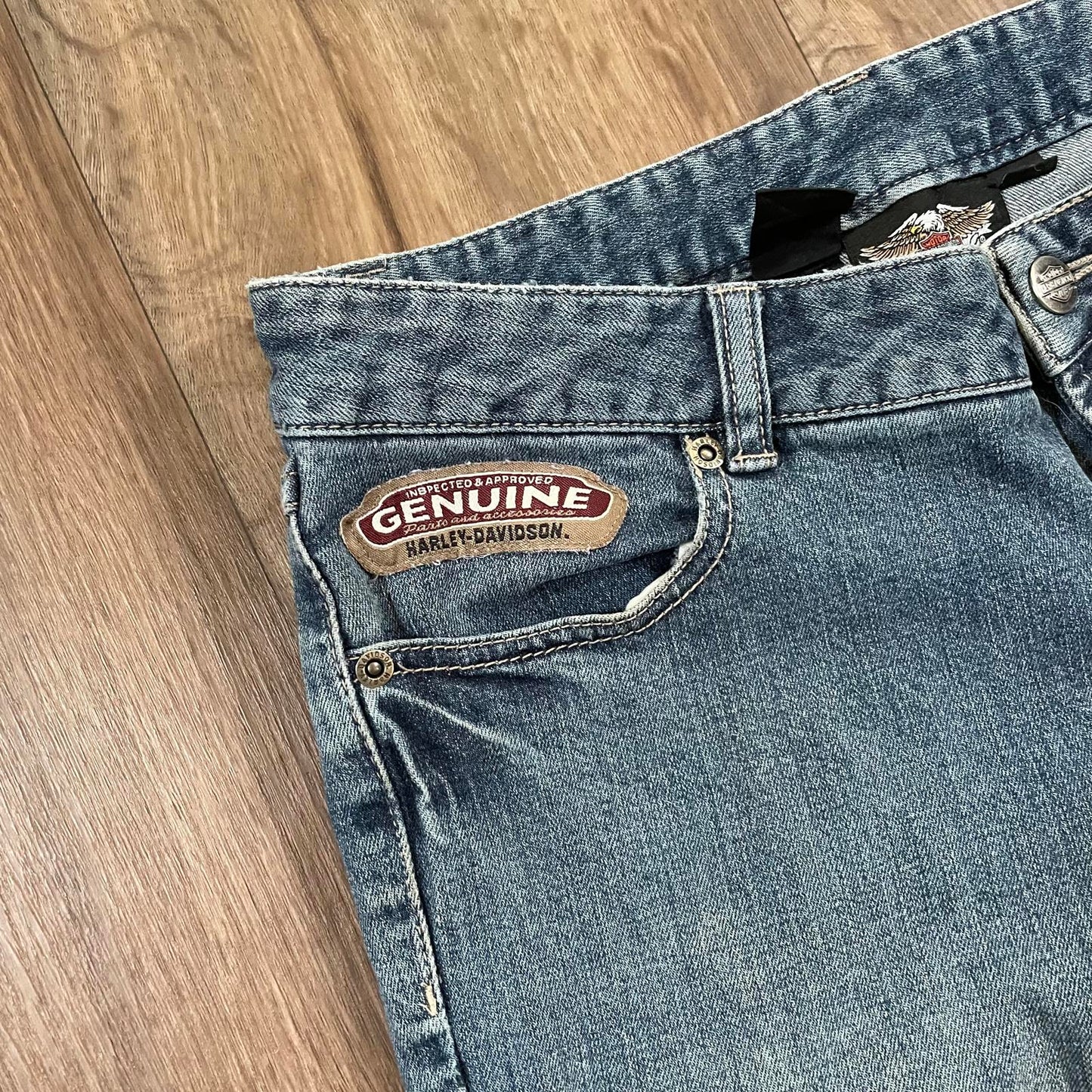 Harley Davidson Straight Leg Jeans Embroidered Pockets