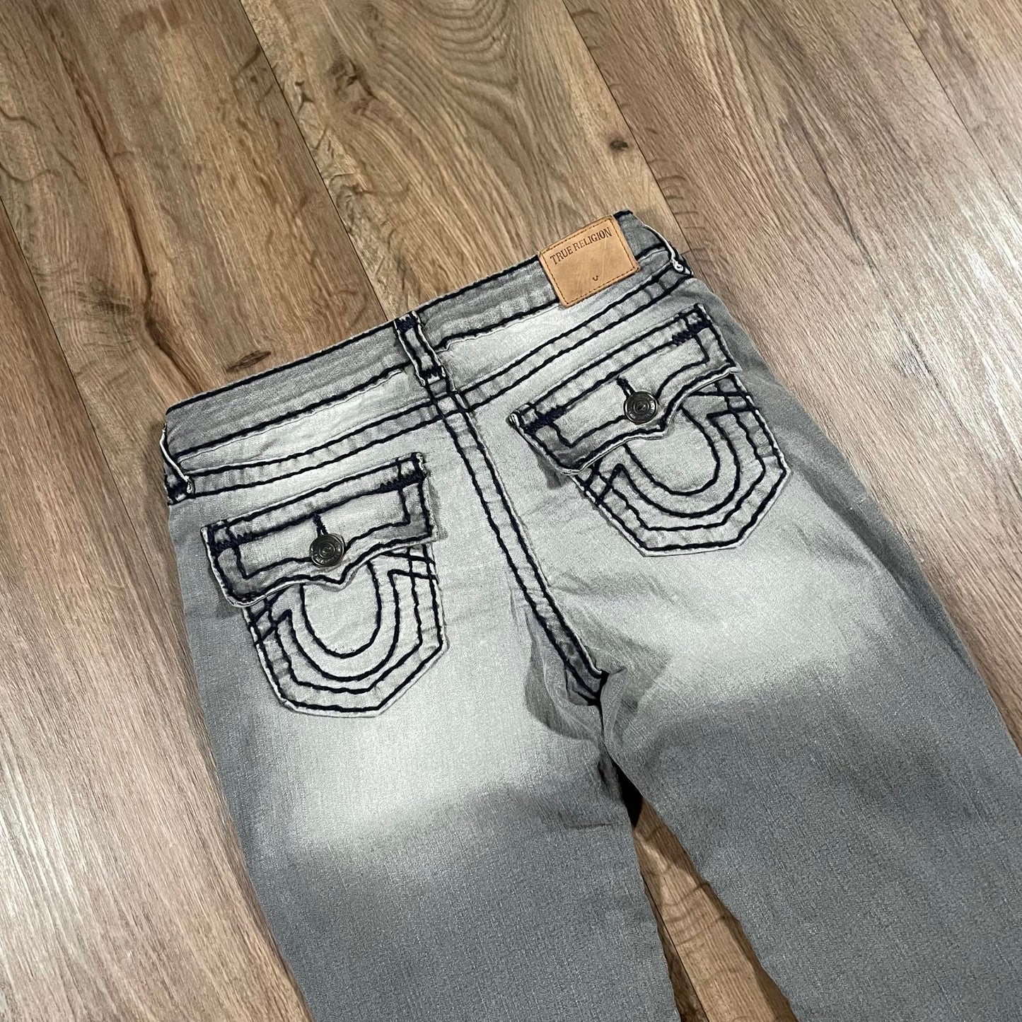Black True Religion Straight Jeans Pink Stitching W28 L29