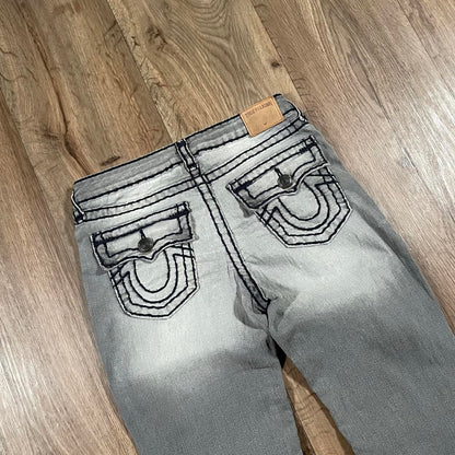 Black True Religion Straight Jeans Pink Stitching W28 L29