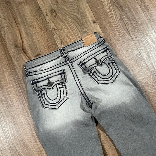 Black True Religion Straight Jeans Pink Stitching W28 L29