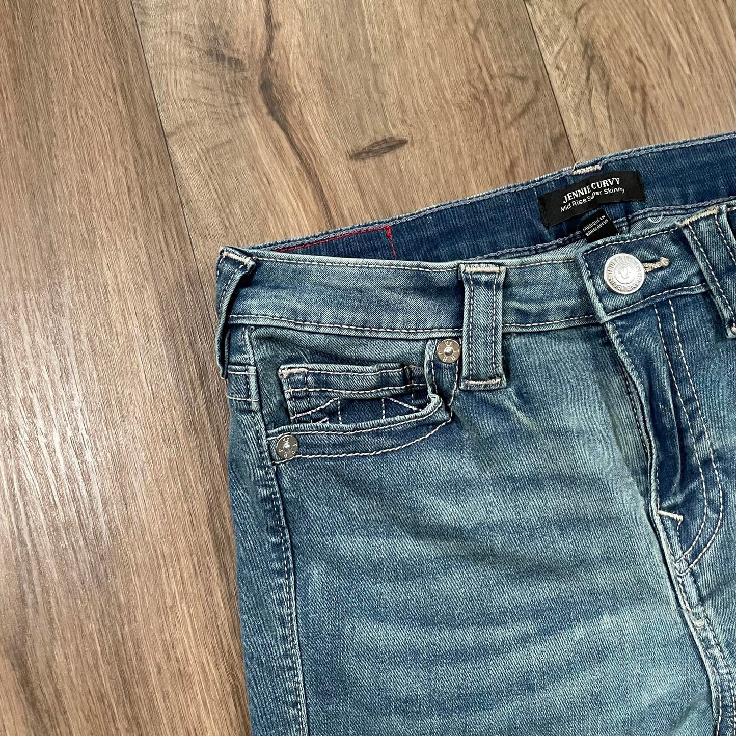 True Religion Jennie Curvy Blue Skinny Jeans W29 L28