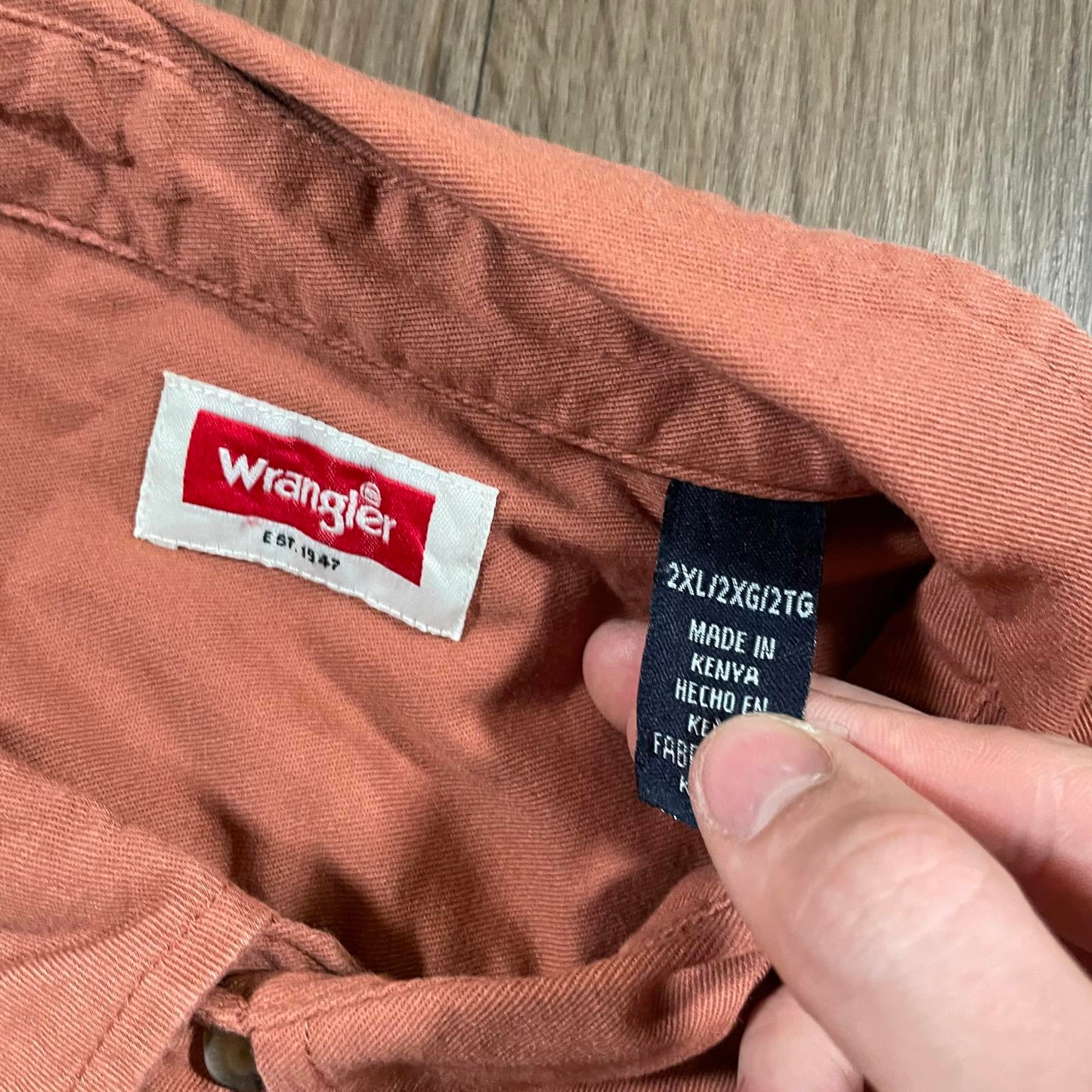 Wrangler Burned Orange Button-Up Short Sleeve Shirt