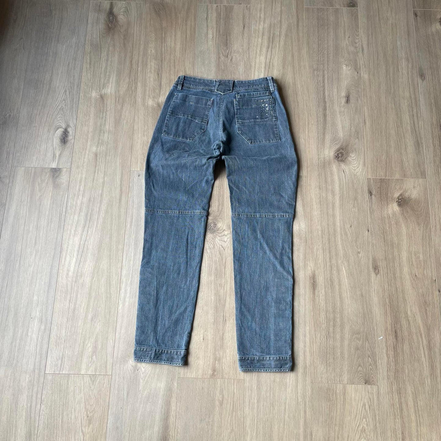 Grey Sequin Y2K Style Straight Jeans