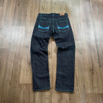 Risk Jean Blue Embroidered Black Jean