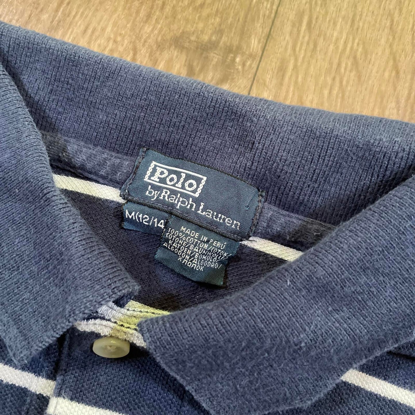 Ralph Lauren Blue Striped Polo Top Medium