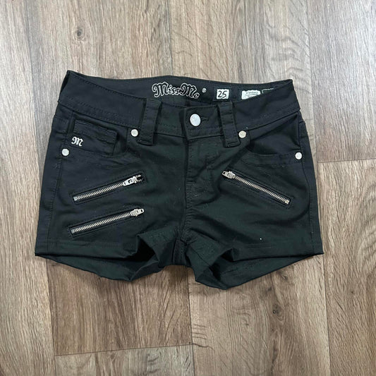 Miss Me Black Zipper Shorts