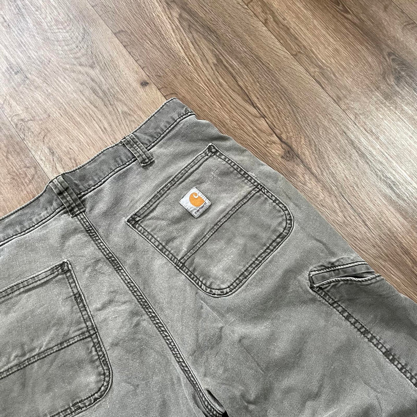 Carhartt Green/Grey Carpenter Trousers Relaxed Fit