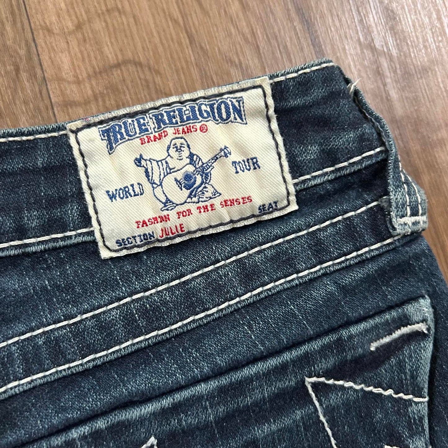 True Religion Low Rise Shorts Dark Wash
