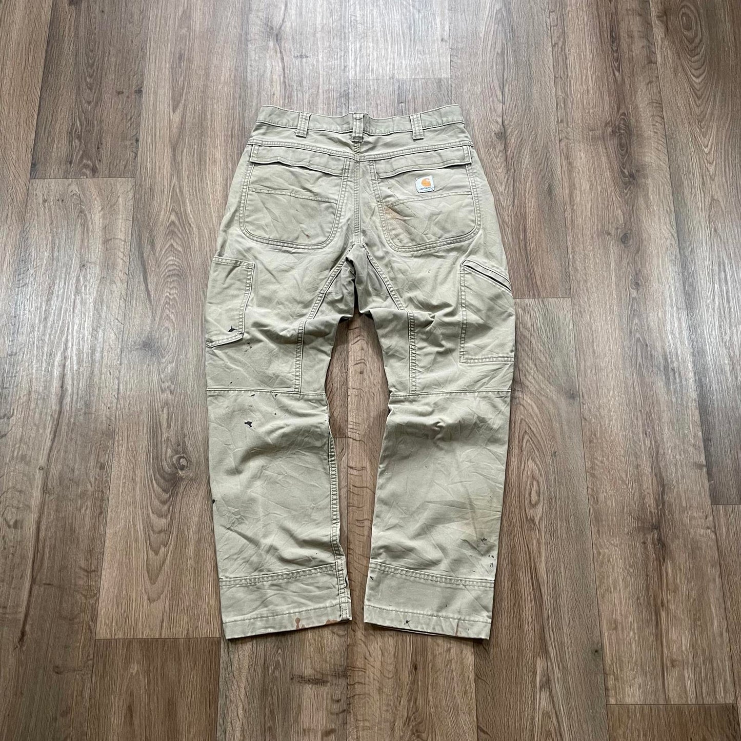 Carhartt Cream Carpenter Trousers Paint Detail