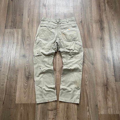Carhartt Cream Carpenter Trousers Paint Detail