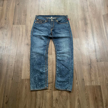 True Religion Straight Leg Jeans Brown Stitching W40 L33