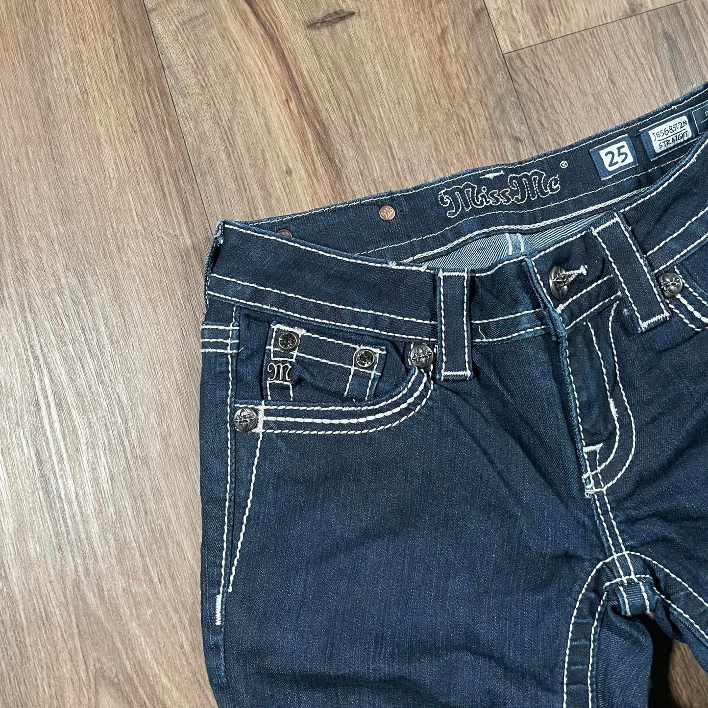 Miss Me Navy Studded Straight Jeans