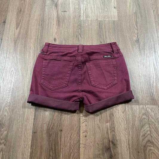 Miss Me Burgundy Mini Shorts Y2K