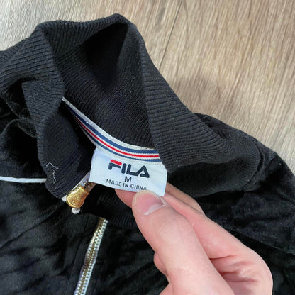 Vintage Fila Y2K Velvet Zip Black Fleece