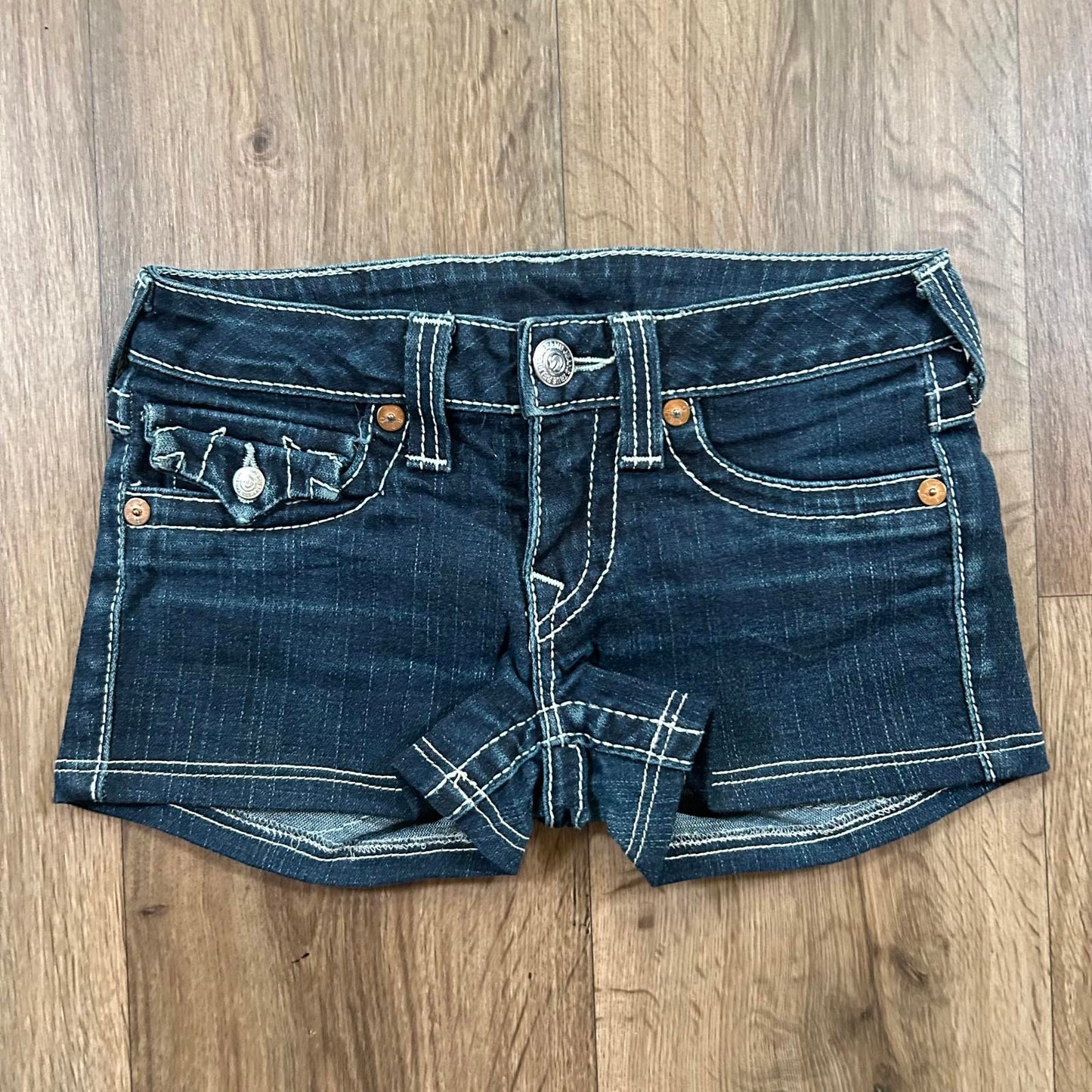 True Religion Low Rise Shorts Dark Wash