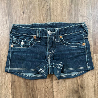 True Religion Low Rise Shorts Dark Wash