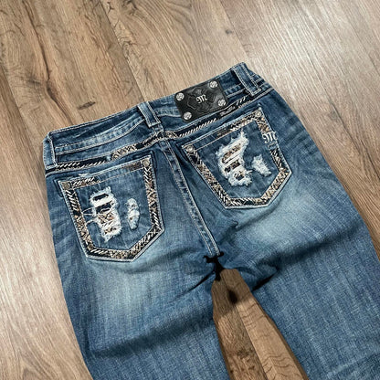 Miss Me Gold Sequin Distressed Boot Cut Jeans