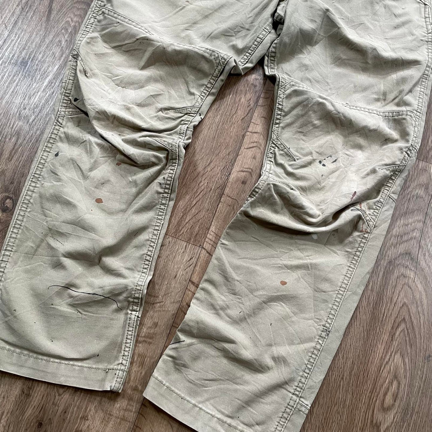 Carhartt Cream Carpenter Trousers Paint Detail