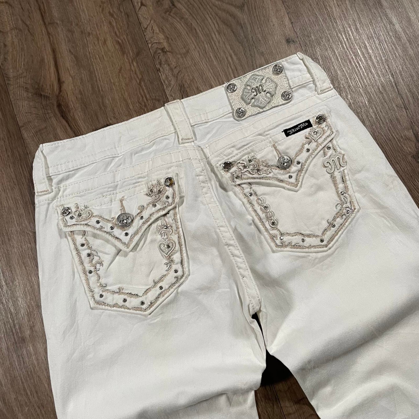 Miss Me White Boot Cut Embroidered Jeans