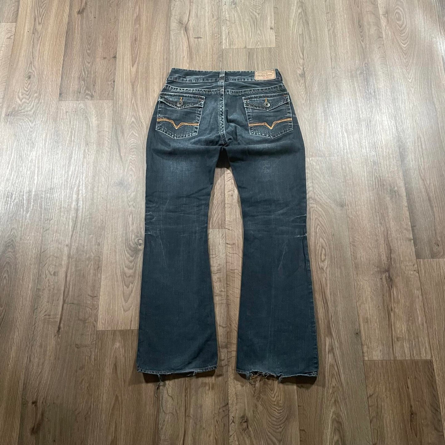 Guess Embroidered Dark Boot Cut Jeans W32 L34
