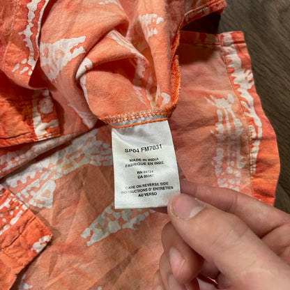 Vintage Columbia Orange Fish Print Button Up Shirt