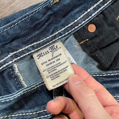 Miss Me Embroidered Boot Cut Mid Rise Jeans