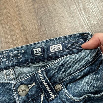 Miss Me Embroidered Detail Straight Jeans