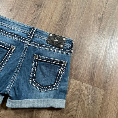 Miss Me Y2K Low Waisted Embellished Denim Shorts