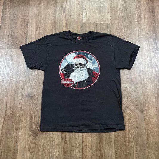 Harley Davidson Black Santa T-Shirt