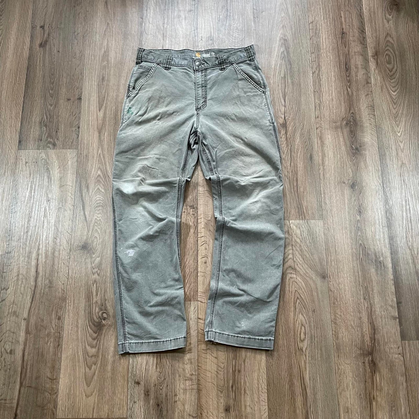 Carhartt Green/Grey Carpenter Trousers Relaxed Fit