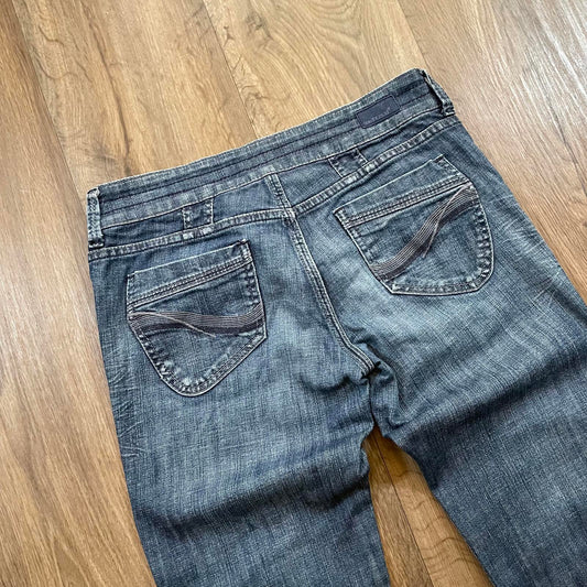 See Thru Soul Embroidered Dark Wash Boot Cut Jeans