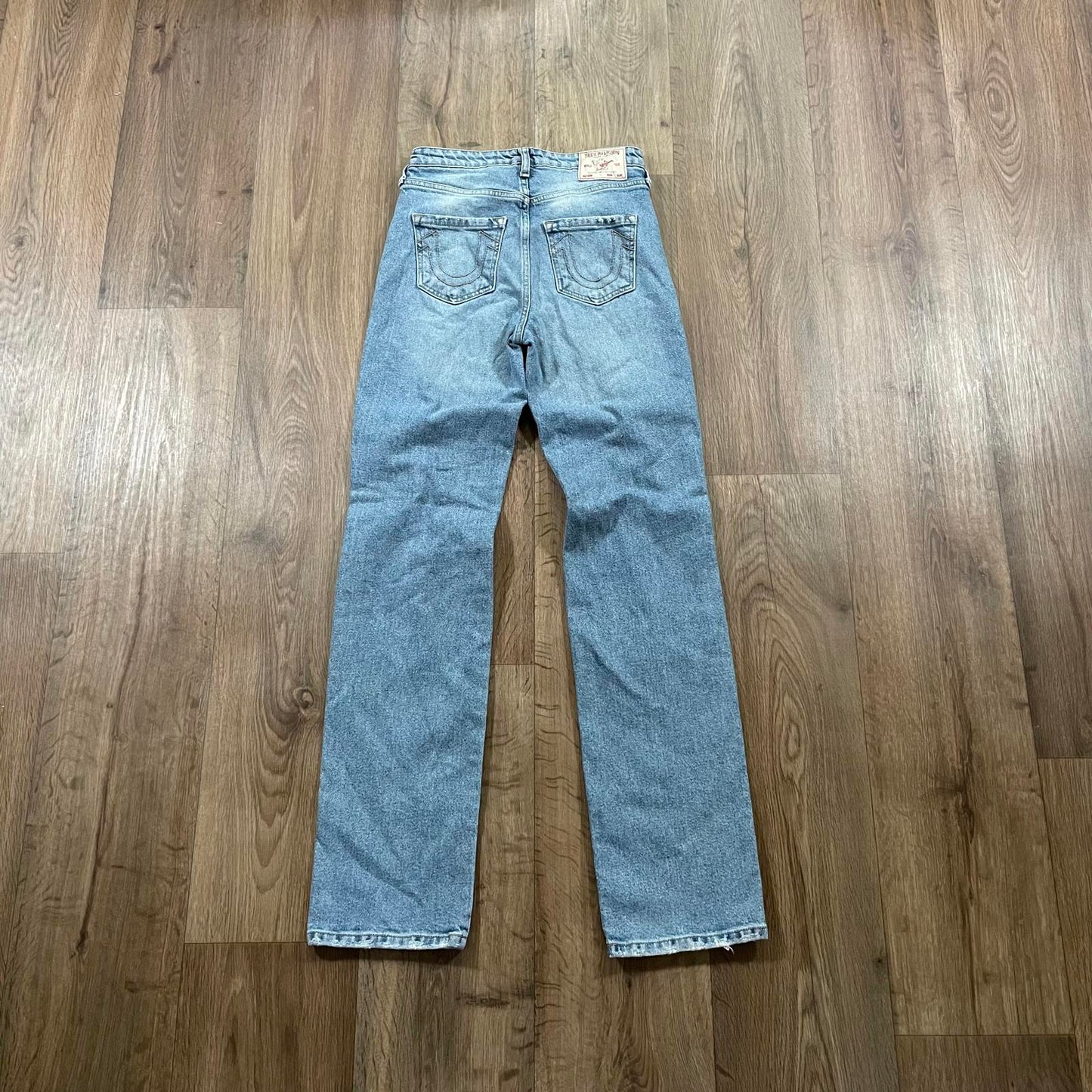 True Religion Straight Leg Ripped Knee Jeans