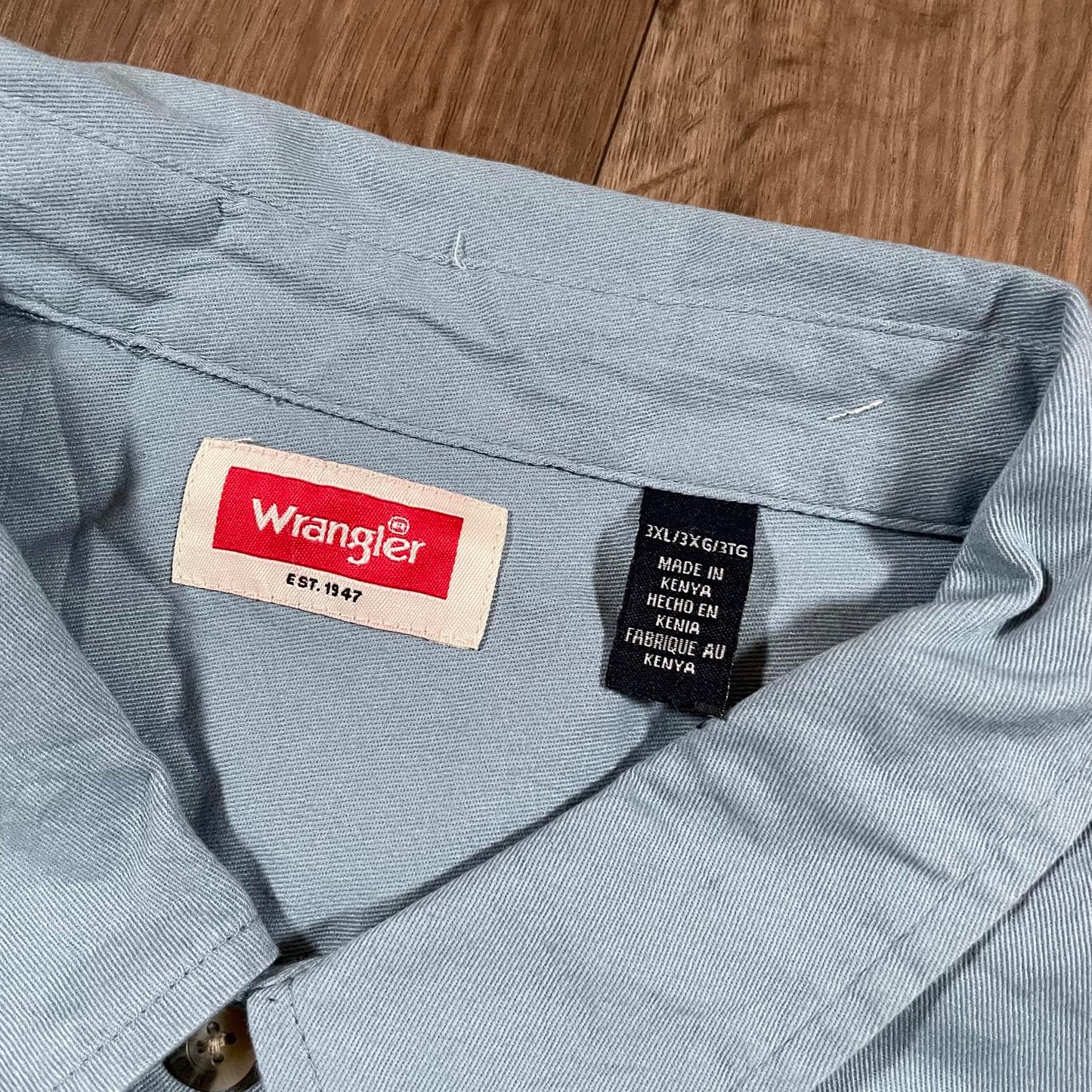 Wrangler Light Blue Button-Up Short Sleeve Shirt – 3XL