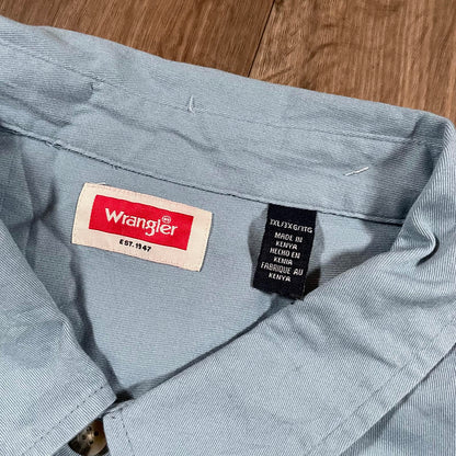Wrangler Light Blue Button-Up Short Sleeve Shirt – 3XL