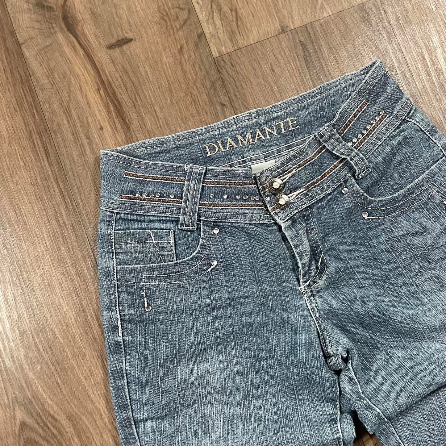 Diamante Straight Leg Gem Embroidered Y2K Jeans