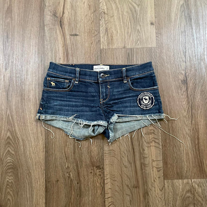 Abercrombie Dark Wash Embroidered Patch Shorts