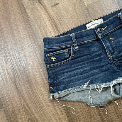Abercrombie Dark Wash Embroidered Patch Shorts