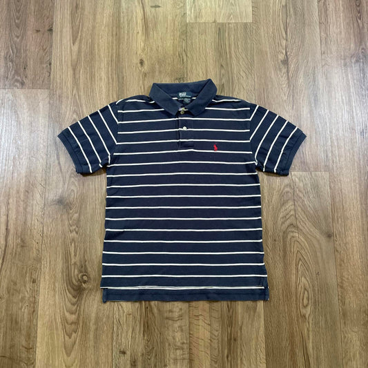 Ralph Lauren Blue Striped Polo Top Medium